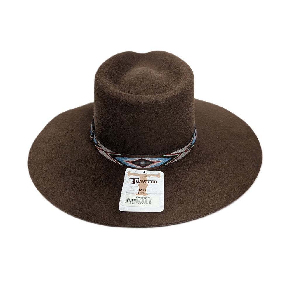 Women's Twister Pinch Front Felt Hat Brown Wool Size M NWT - Picture 3 of 10
